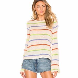 Lovers + Friends Multicolor Rainbow Striped open back Alpaca Blend Sweater XS